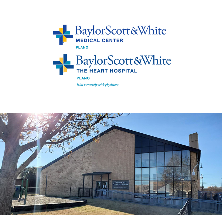  BSW logos and photo of Welcome & Enrollment Center building